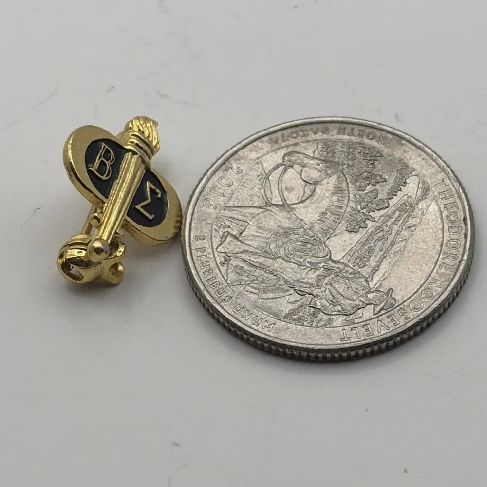Beta Sigma Fraternity Brotherhood Gold Tone Lapel Hat Pin Tiny‎